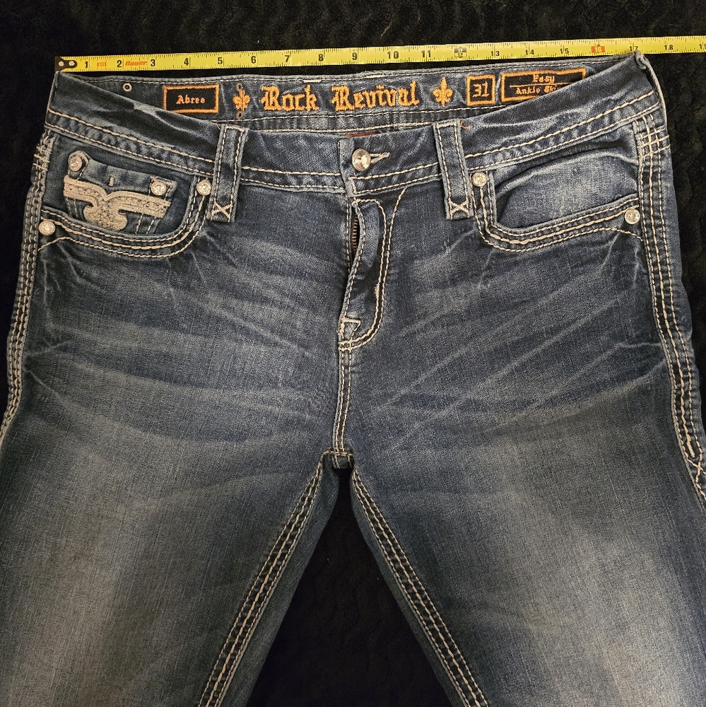 Rock Revival Blue Easy Ankle Skinny Jeans Women's Size 31 - Picture 6 of 7